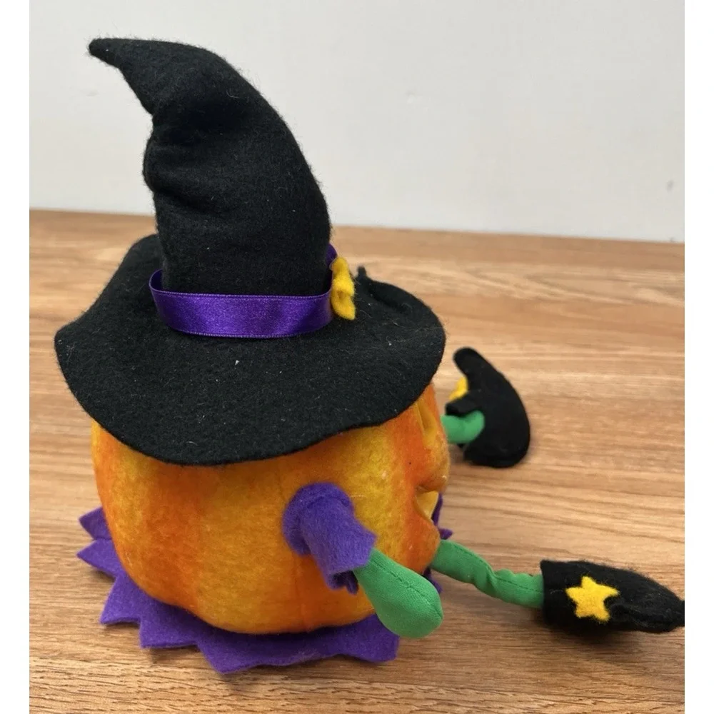 Vintage Fiber Optics Light Up Jack O Lantern Pumpkin Witch Halloween